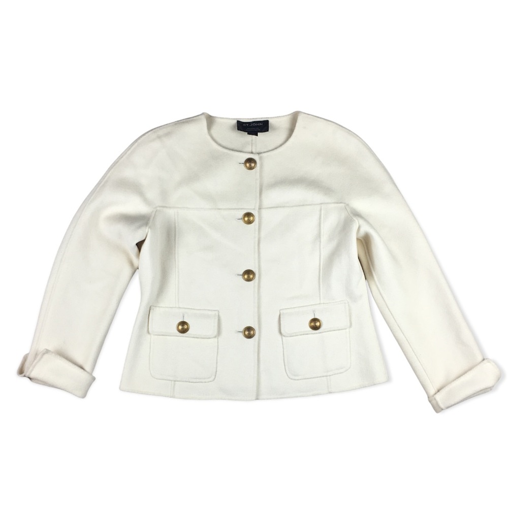 St. John Exclusively for Nordstrom Angora Wool Blend Cream Jacket Size 10